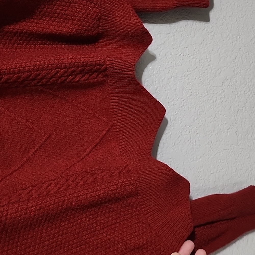 SHEIN Deep Red Cable Knit Sweater - Picture 4 of 5